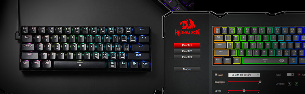 Redragon K630 Dragonborn 60% Wired RGB Hot-Swappable Gaming Keyboard, 61 Keys Compact Mechanical Keyboard