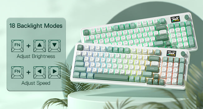 Redragon K719 Wireless Gasket Gaming 95 Keys Mechanical Keyboard,Easy-Control 1.14’’ TFT Info Display,Mint Mambo Switches