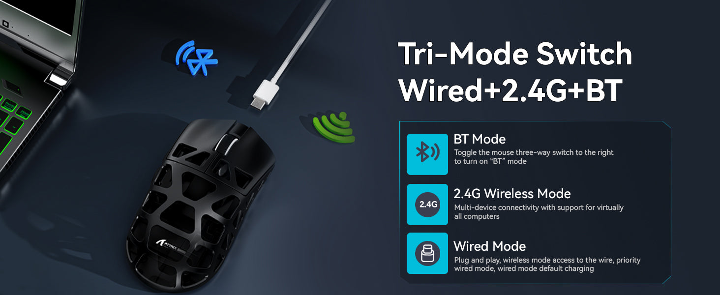 MAMBASNAKE x ATTACK SHARK R3 46g Superlight Magnesium Alloy Wireless Gaming Mouse