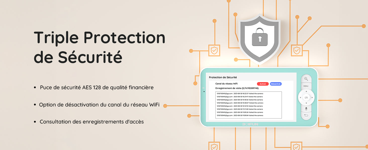BOIFUN 2K 5" Baby Monitor Camera,  360° Rotation with Phone App, Colorful Night Lights,Motion Monitoring, Automatic Tracking