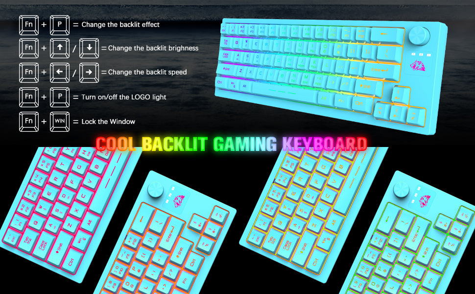 ZIYOU LANG T50 Wireless Gaming Keyboard and Mouse Combo Mini Portable with Cool RGB Backlit Ergonomic 64Key TKL Rechargeable Ant